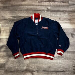 Vintage MLB Braves STARTER Navy and Red pullover Jacket
